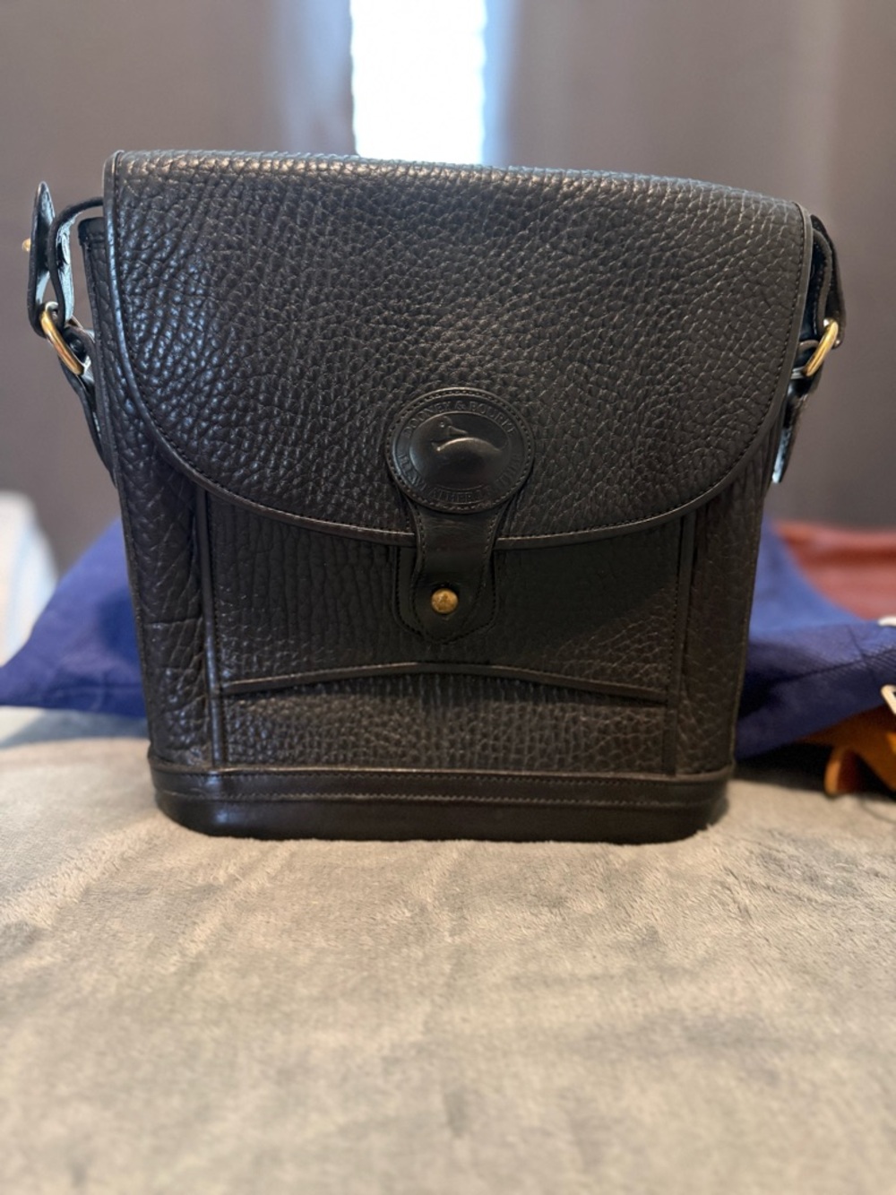Dooney & Bourke Black Pebbled Leather Messenger Crossbody